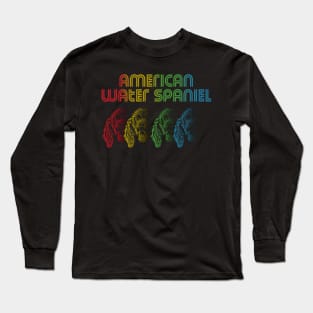 Cool Retro Groovy American Water Spaniel Dog Long Sleeve T-Shirt